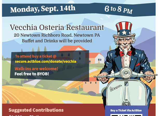 A Taste of Italy 2026 - The Newtown Democrats' Annual Fundraiser! 9/14/2026